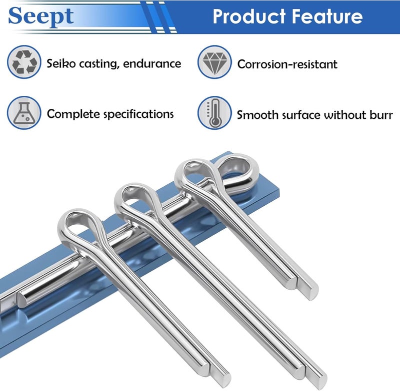 Seept 345Pcs Cotter Pins 304 Stainless Steel Cotter Pins Assortment Kit Tractor Pin Used for Hitch Pin Lock System, Trucks, Engine Repair in Towing Hitch Clips & Pins - Image 4